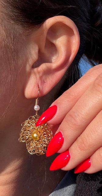 Elegant Gold Earrings - Handmade